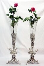 Pair Sheffield Silver Plate & Cut Glass Vases Epergnes | Ref. no. 01338 pair | Regent Antiques